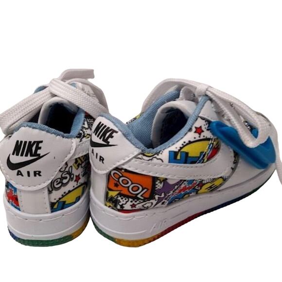 7C Toddler Nike Air Force 1 Custom Graffiti Comic Pop Art | ONE OF A KIND - Picture 2 of 15
